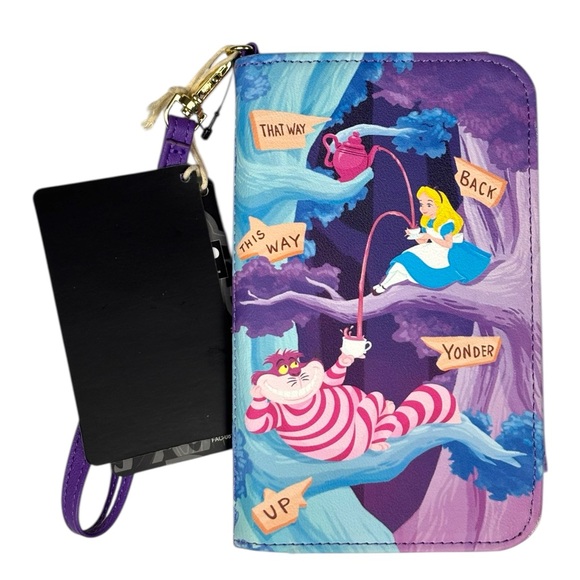 Loungefly Disney Alice in Wonderland Alice and Cheshire Cat Tech Wallet - Picture 1 of 3